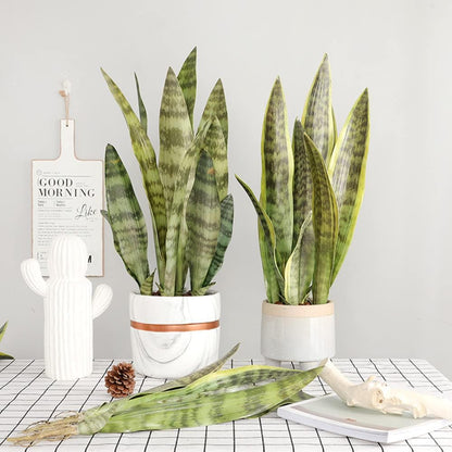 Fake Snake Plant 16.5" Artificial Plant Fake Sansevieria for Home Office Store Decoration,Without Vase (3Pcs, Green)