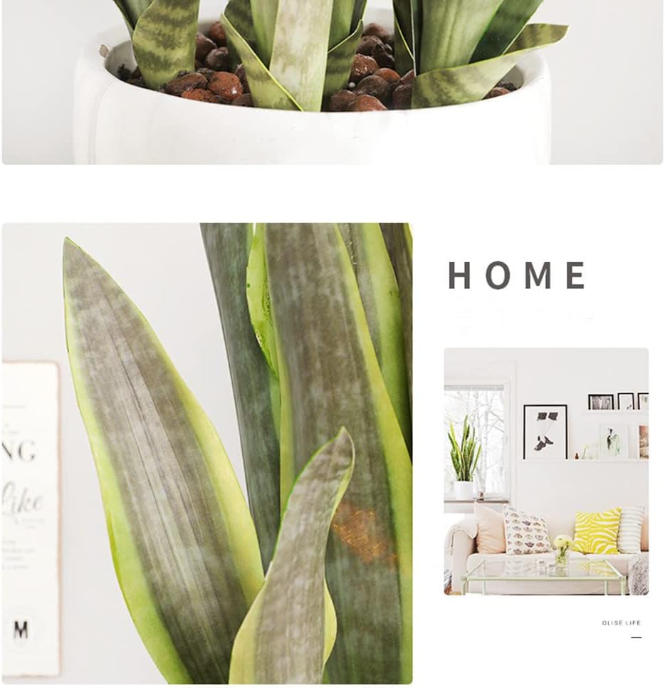 Fake Snake Plant 16.5" Artificial Plant Fake Sansevieria for Home Office Store Decoration,Without Vase (3Pcs, Green)
