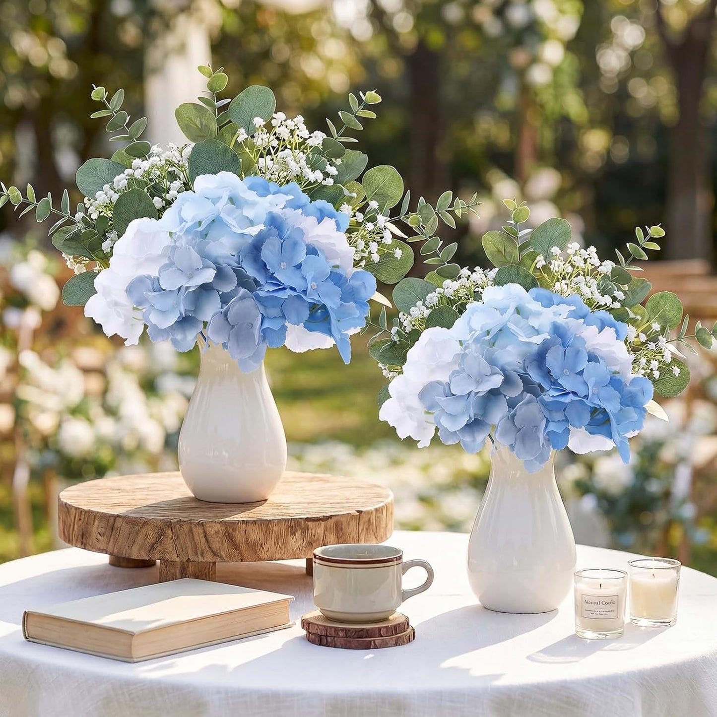 60 Pcs Artificial Hydrangea Flowers Bulk Silk Hydrangea Full Flowers Heads with Stems for Wedding, Home Table Centerpieces, Garden, Baby Shower, Party Decoration (Pink,Orange)