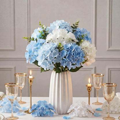 60 Pcs Artificial Hydrangea Flowers Bulk Silk Hydrangea Full Flowers Heads with Stems for Wedding, Home Table Centerpieces, Garden, Baby Shower, Party Decoration (Pink,Orange)