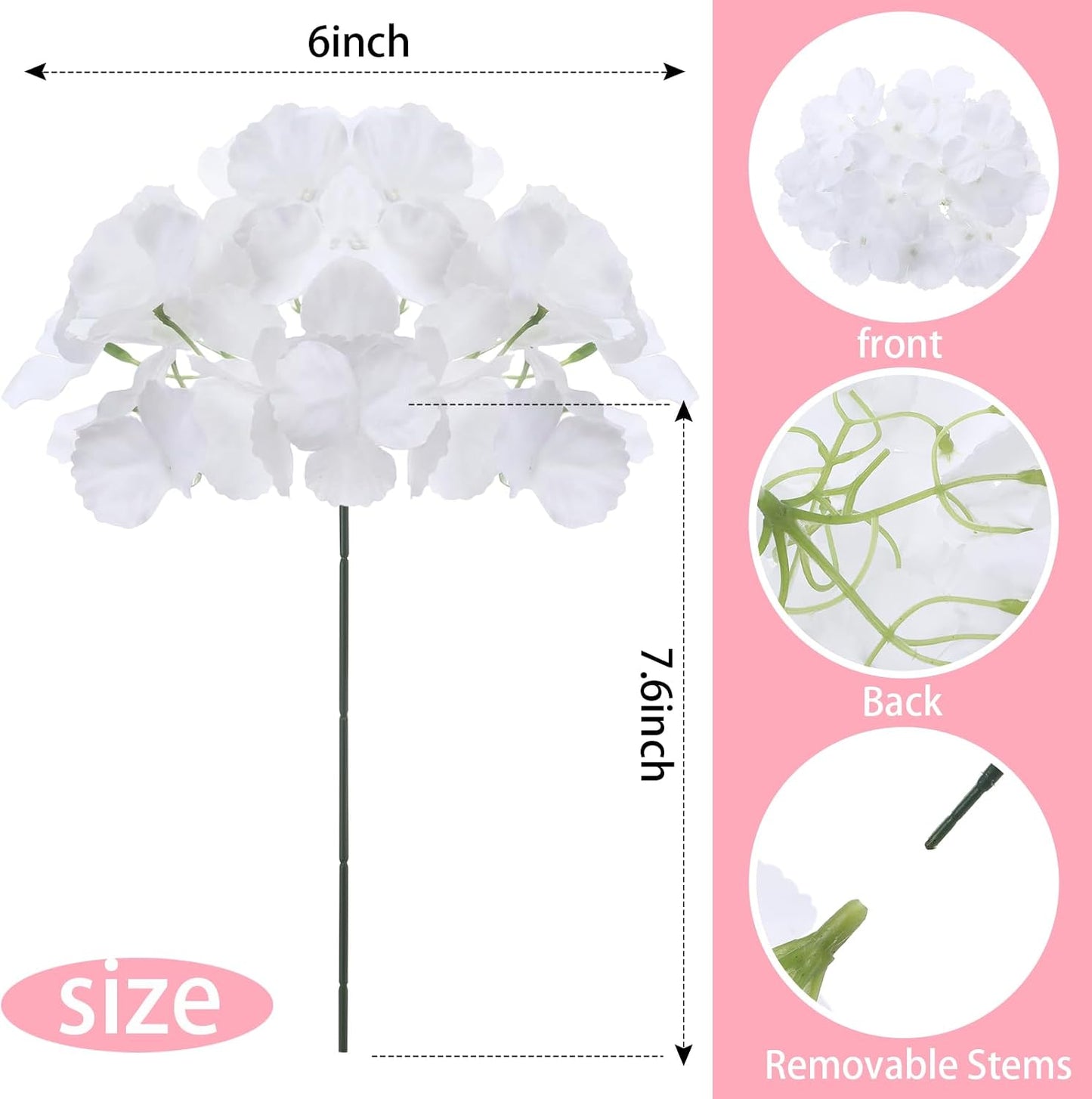 60 Pcs Artificial Hydrangea Flowers Bulk Silk Hydrangea Full Flowers Heads with Stems for Wedding, Home Table Centerpieces, Garden, Baby Shower, Party Decoration (Pink,Orange)