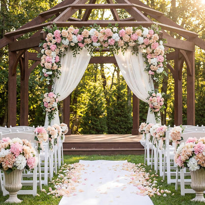 60 Pcs Artificial Hydrangea Flowers Bulk Silk Hydrangea Full Flowers Heads with Stems for Wedding, Home Table Centerpieces, Garden, Baby Shower, Party Decoration (Pink,Orange)