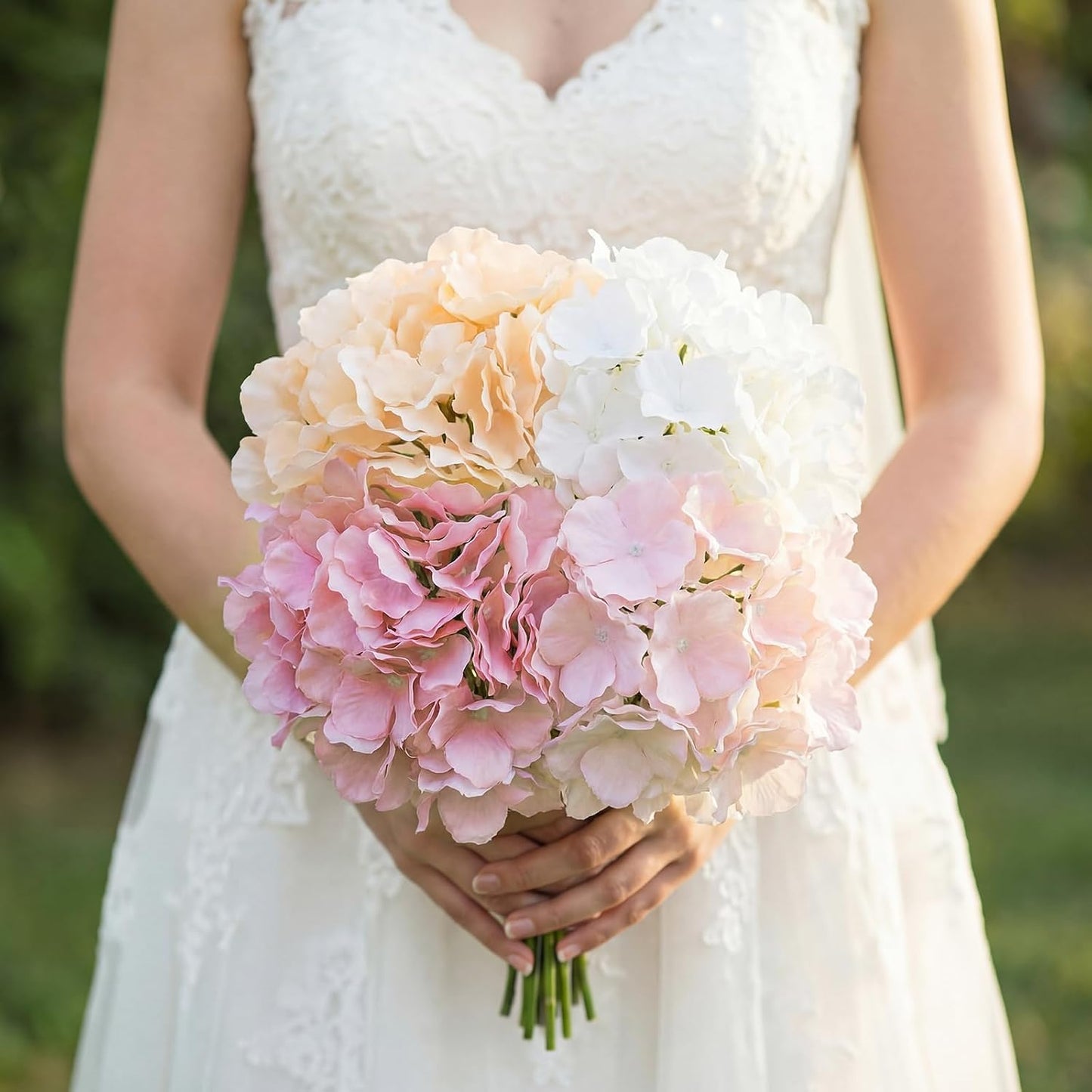60 Pcs Artificial Hydrangea Flowers Bulk Silk Hydrangea Full Flowers Heads with Stems for Wedding, Home Table Centerpieces, Garden, Baby Shower, Party Decoration (Pink,Orange)