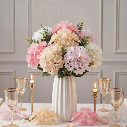 60 Pcs Artificial Hydrangea Flowers Bulk Silk Hydrangea Full Flowers Heads with Stems for Wedding, Home Table Centerpieces, Garden, Baby Shower, Party Decoration (Pink,Orange)