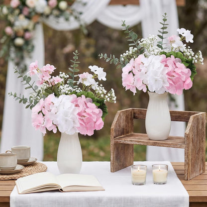 60 Pcs Artificial Hydrangea Flowers Bulk Silk Hydrangea Full Flowers Heads with Stems for Wedding, Home Table Centerpieces, Garden, Baby Shower, Party Decoration (Pink,Orange)