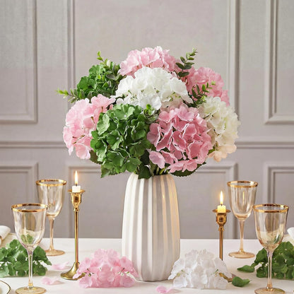 60 Pcs Artificial Hydrangea Flowers Bulk Silk Hydrangea Full Flowers Heads with Stems for Wedding, Home Table Centerpieces, Garden, Baby Shower, Party Decoration (Pink,Orange)
