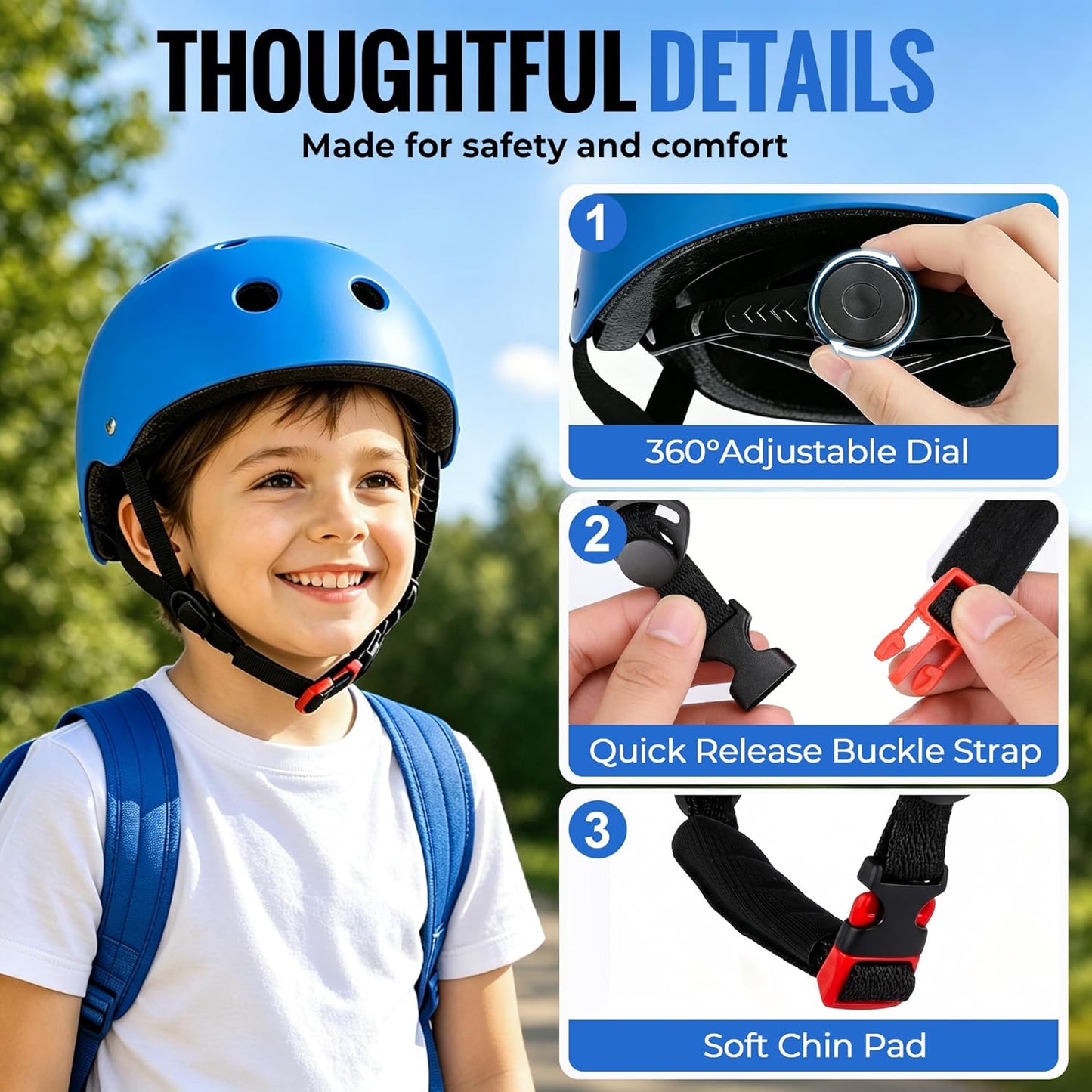 Kids Bike Helmet, Adjustable Toddler Helmet for Ages 3-5-8-14 | CPSC Certified, ABS+EPS, 11 Vents, Lightweight, Dial Fit for Boys Girls Youth, Multi-Sport Bicycle Scooter Skateboard Cycling