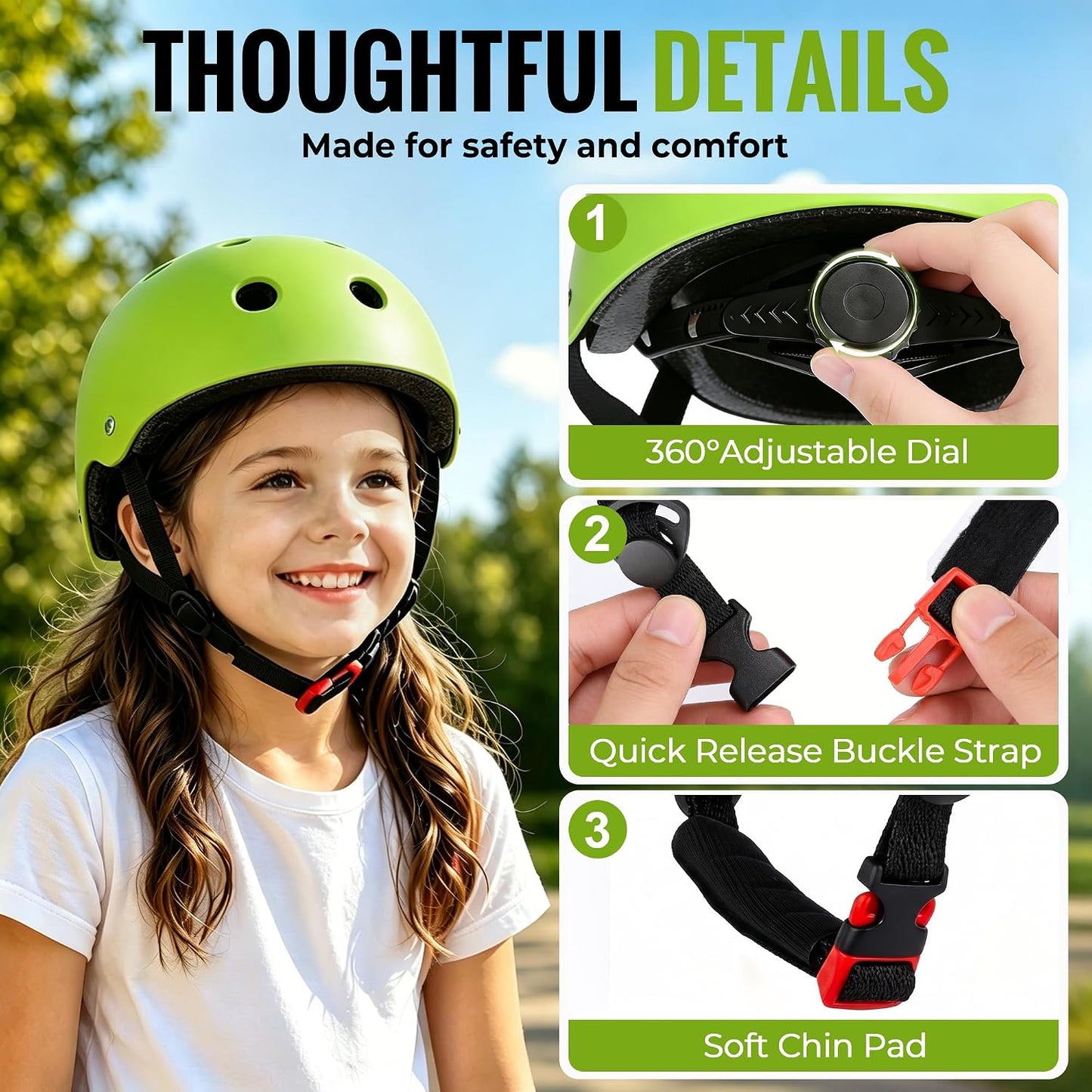 Kids Bike Helmet, Adjustable Toddler Helmet for Ages 3-5-8-14 | CPSC Certified, ABS+EPS, 11 Vents, Lightweight, Dial Fit for Boys Girls Youth, Multi-Sport Bicycle Scooter Skateboard Cycling