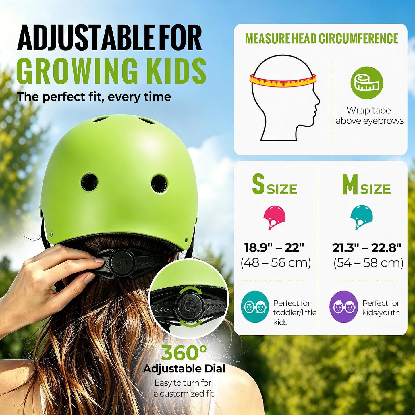 Kids Bike Helmet, Adjustable Toddler Helmet for Ages 3-5-8-14 | CPSC Certified, ABS+EPS, 11 Vents, Lightweight, Dial Fit for Boys Girls Youth, Multi-Sport Bicycle Scooter Skateboard Cycling