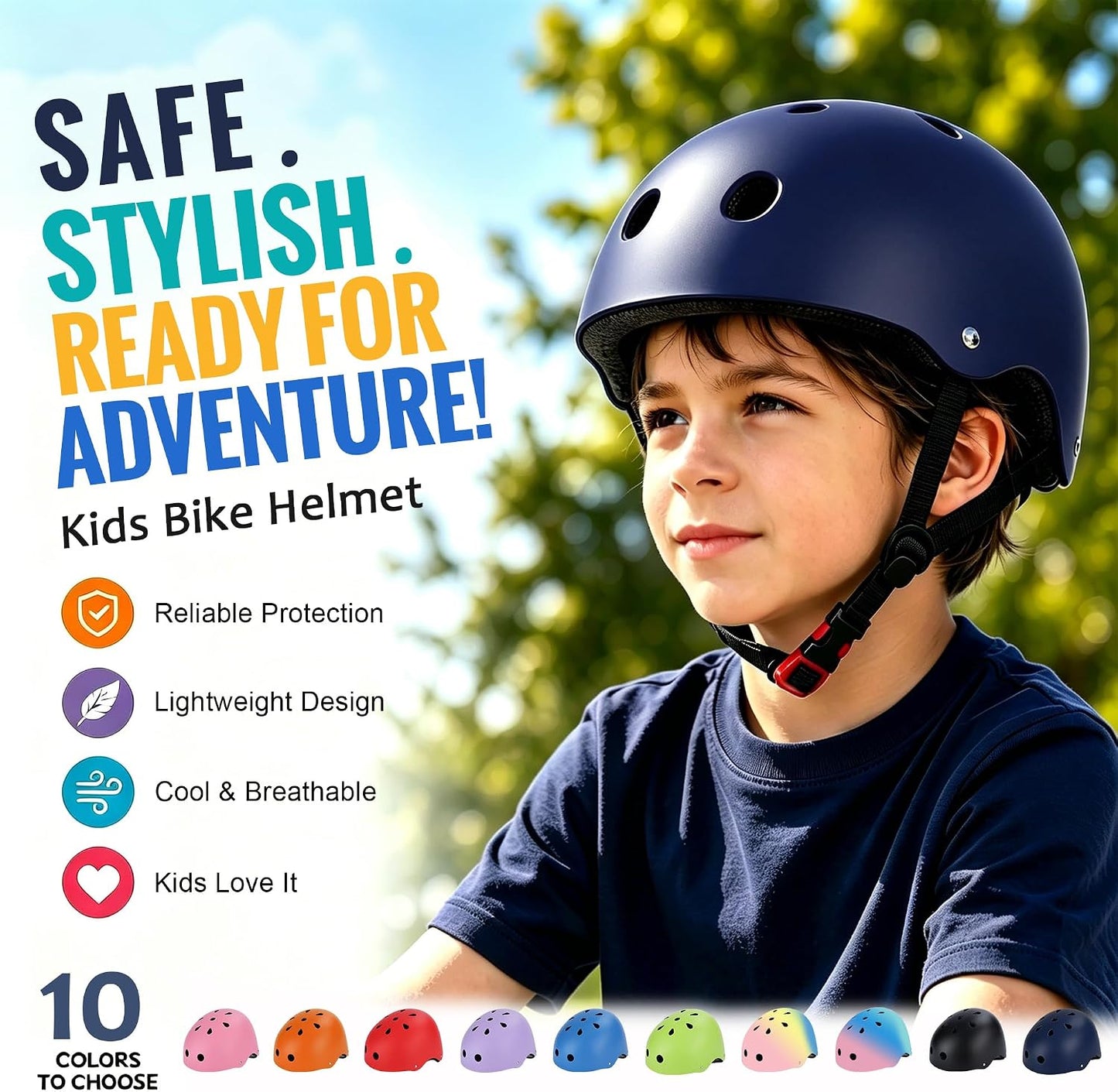 Kids Bike Helmet, Adjustable Toddler Helmet for Ages 3-5-8-14 | CPSC Certified, ABS+EPS, 11 Vents, Lightweight, Dial Fit for Boys Girls Youth, Multi-Sport Bicycle Scooter Skateboard Cycling