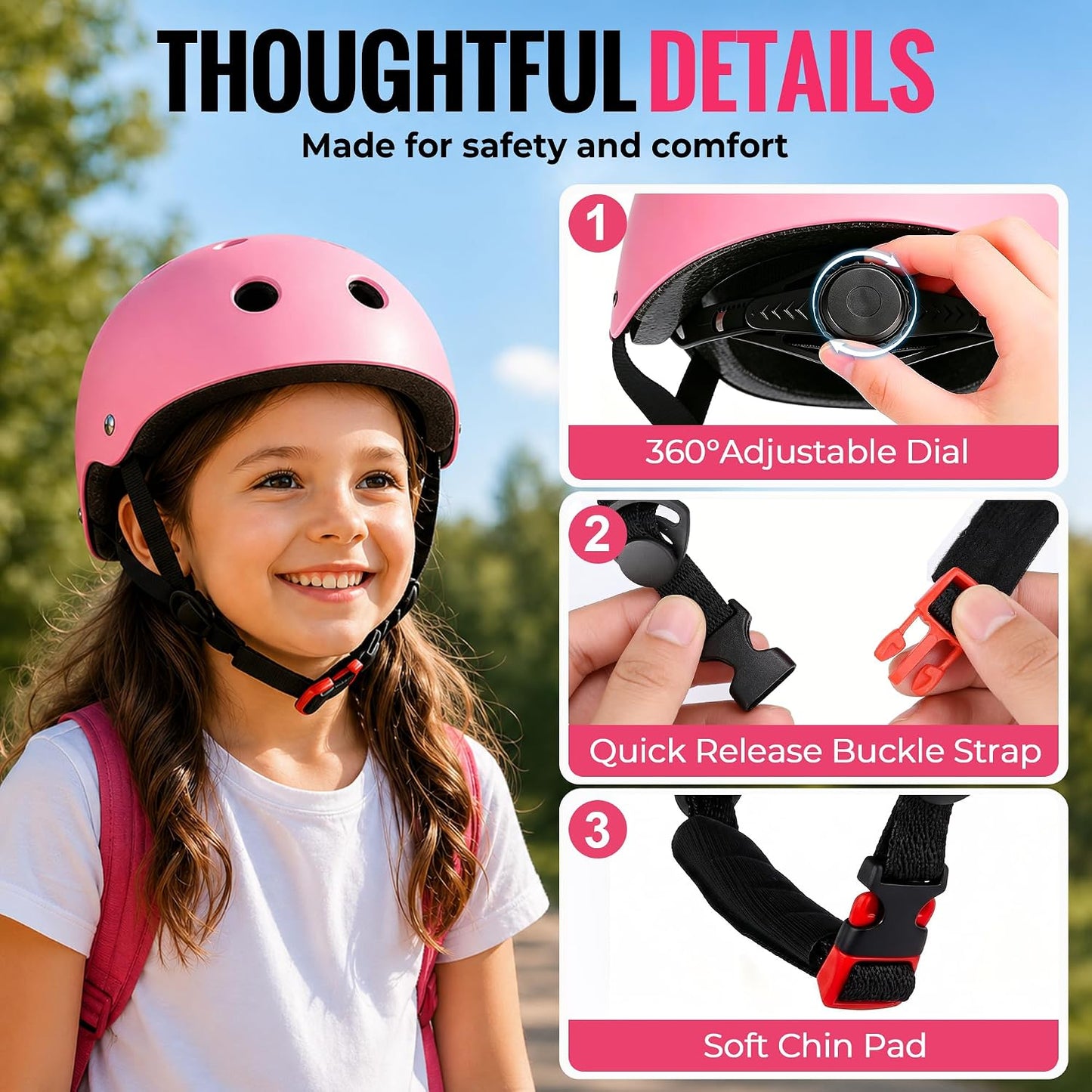 Kids Bike Helmet, Adjustable Toddler Helmet for Ages 3-5-8-14 | CPSC Certified, ABS+EPS, 11 Vents, Lightweight, Dial Fit for Boys Girls Youth, Multi-Sport Bicycle Scooter Skateboard Cycling