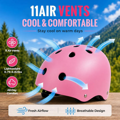 Kids Bike Helmet, Adjustable Toddler Helmet for Ages 3-5-8-14 | CPSC Certified, ABS+EPS, 11 Vents, Lightweight, Dial Fit for Boys Girls Youth, Multi-Sport Bicycle Scooter Skateboard Cycling
