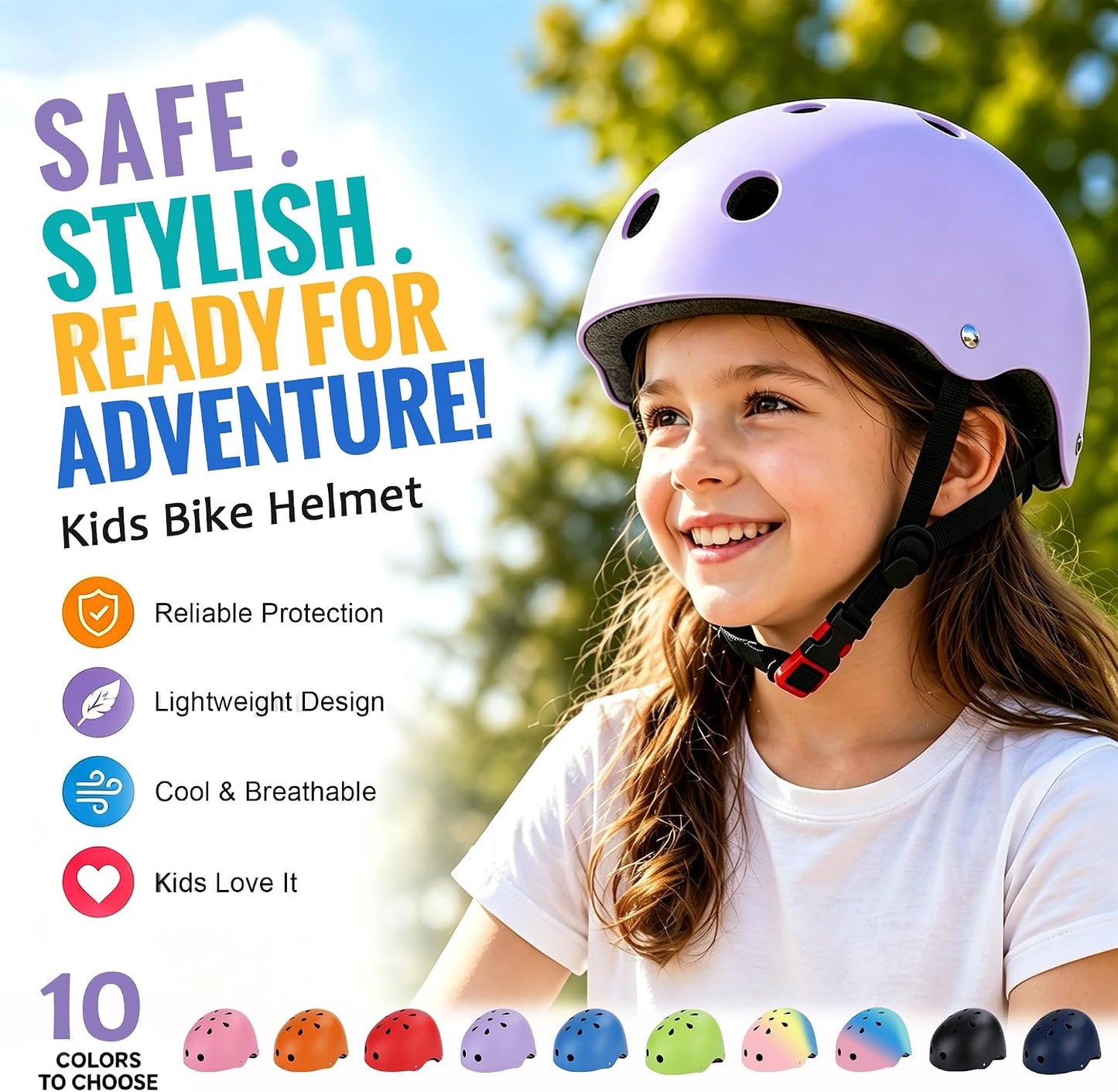 Kids Bike Helmet, Adjustable Toddler Helmet for Ages 3-5-8-14 | CPSC Certified, ABS+EPS, 11 Vents, Lightweight, Dial Fit for Boys Girls Youth, Multi-Sport Bicycle Scooter Skateboard Cycling