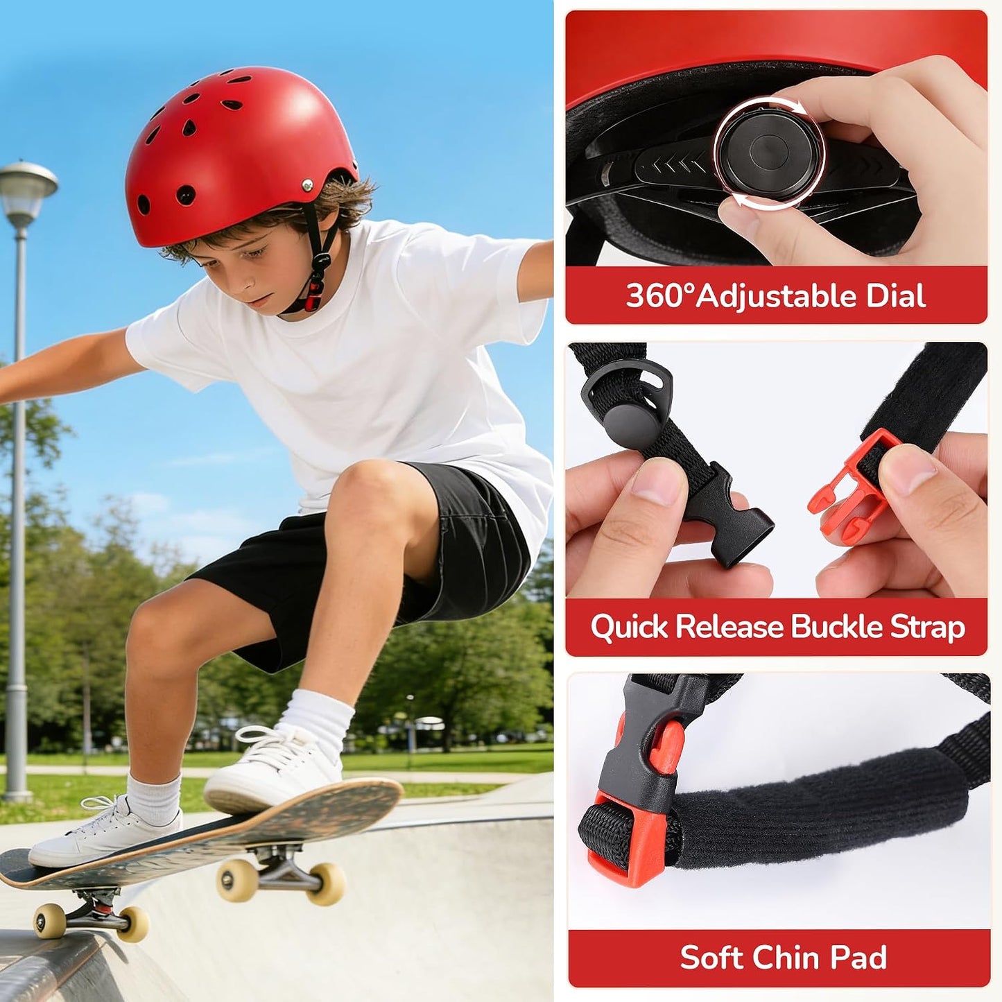 Kids Bike Helmet, Adjustable Toddler Helmet for Ages 3-5-8-14 | CPSC Certified, ABS+EPS, 11 Vents, Lightweight, Dial Fit for Boys Girls Youth, Multi-Sport Bicycle Scooter Skateboard Cycling