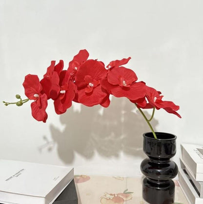 27”Artificial Orchid Stems Set of 5 Pcs,Silk Flowers with Stems | Long Stem Artificial Flowers,Faux Orchids Plants for Home Decor Red