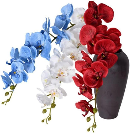 27”Artificial Orchid Stems Set of 5 Pcs,Silk Flowers with Stems | Long Stem Artificial Flowers,Faux Orchids Plants for Home Decor Red