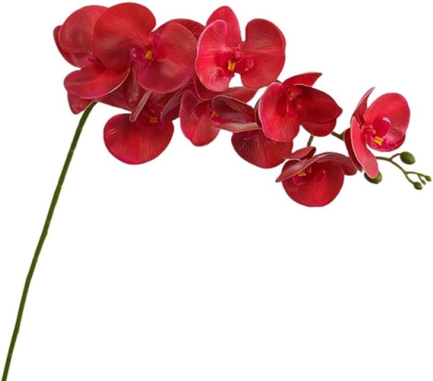 27”Artificial Orchid Stems Set of 5 Pcs,Silk Flowers with Stems | Long Stem Artificial Flowers,Faux Orchids Plants for Home Decor Red