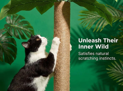 31.5Inch Cat Scratching Post,Cat Scratcher Tree with 3 Scratching Poles & 2 Interactive Dangling Balls,Cats Scratching Posts for Indoor Kitten & Adult Cats