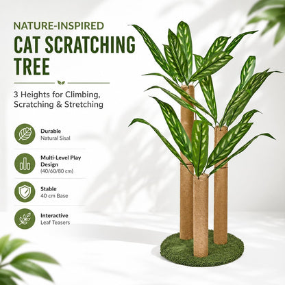 31.5Inch Cat Scratching Post,Cat Scratcher Tree with 3 Scratching Poles & 2 Interactive Dangling Balls,Cats Scratching Posts for Indoor Kitten & Adult Cats