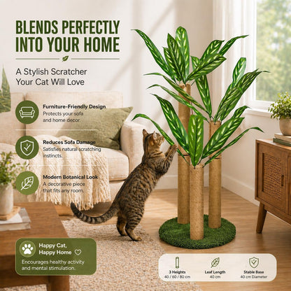 31.5Inch Cat Scratching Post,Cat Scratcher Tree with 3 Scratching Poles & 2 Interactive Dangling Balls,Cats Scratching Posts for Indoor Kitten & Adult Cats