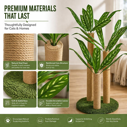 31.5Inch Cat Scratching Post,Cat Scratcher Tree with 3 Scratching Poles & 2 Interactive Dangling Balls,Cats Scratching Posts for Indoor Kitten & Adult Cats