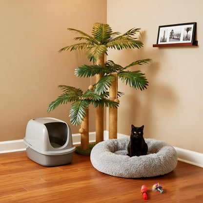 31.5Inch Cat Scratching Post,Cat Scratcher Tree with 3 Scratching Poles & 2 Interactive Dangling Balls,Cats Scratching Posts for Indoor Kitten & Adult Cats