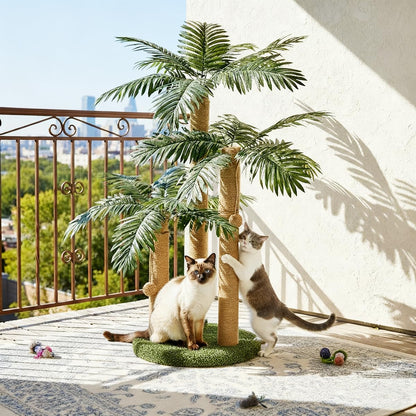 31.5Inch Cat Scratching Post,Cat Scratcher Tree with 3 Scratching Poles & 2 Interactive Dangling Balls,Cats Scratching Posts for Indoor Kitten & Adult Cats