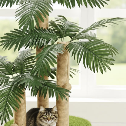 31.5Inch Cat Scratching Post,Cat Scratcher Tree with 3 Scratching Poles & 2 Interactive Dangling Balls,Cats Scratching Posts for Indoor Kitten & Adult Cats