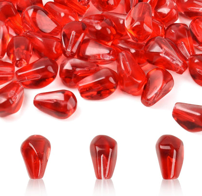 Artificial Pomegranate Seeds, 50 Pcs Glass Pomegranate Seeds Fake Fruits for Home Kitchen Vase Filler Table Decor DIY Crafts Pendants Props
