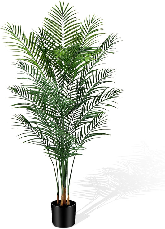 Artificial Palm Tree Outdoor 6ft, Large Fake Tropical Areca Palm Tree with 18 Trunks, Tall Faux Floor Plants for Indoor Outdoor-Living Rooms, Offices, Bedroom Home Decor