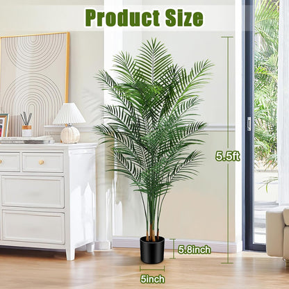 Artificial Palm Tree Outdoor 6ft, Large Fake Tropical Areca Palm Tree with 18 Trunks, Tall Faux Floor Plants for Indoor Outdoor-Living Rooms, Offices, Bedroom Home Decor