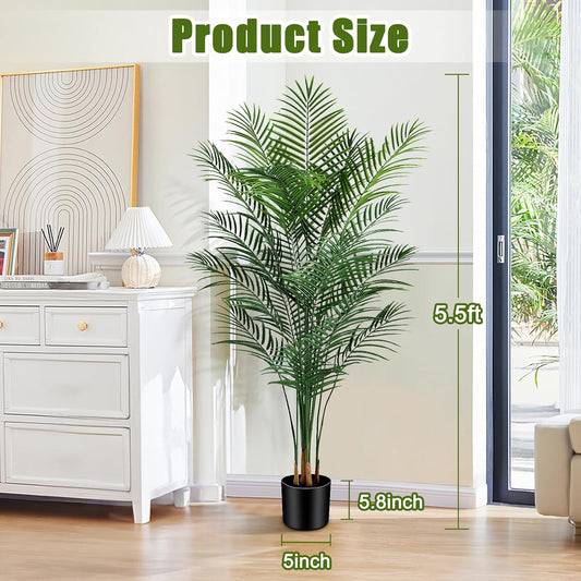 Artificial Palm Tree Outdoor 6ft, Large Fake Tropical Areca Palm Tree with 18 Trunks, Tall Faux Floor Plants for Indoor Outdoor-Living Rooms, Offices, Bedroom Home Decor