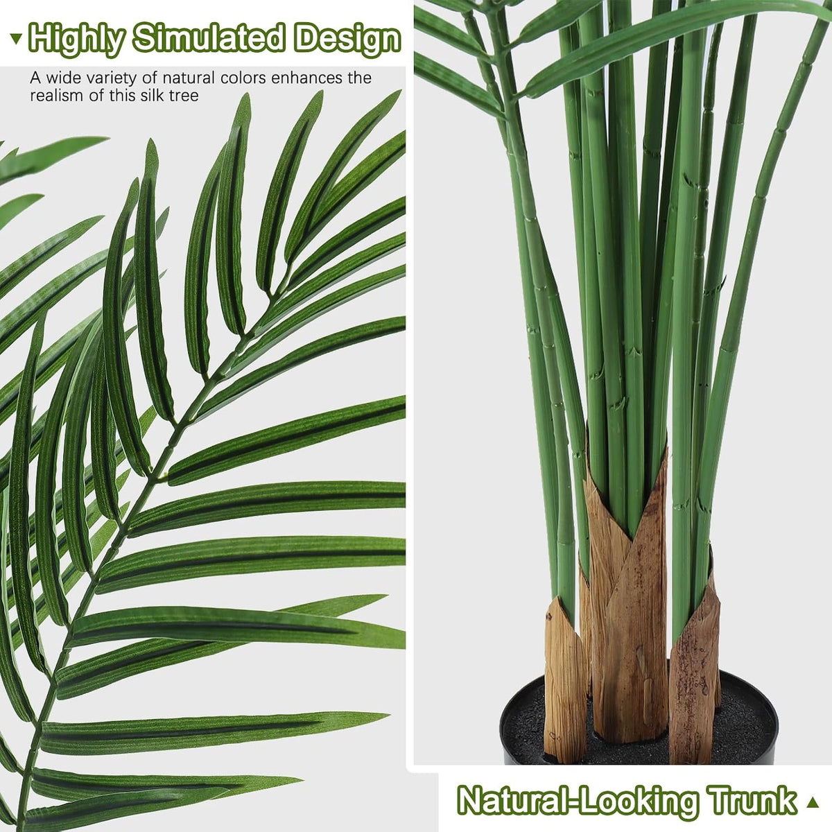 Artificial Palm Tree Outdoor 6ft, Large Fake Tropical Areca Palm Tree with 18 Trunks, Tall Faux Floor Plants for Indoor Outdoor-Living Rooms, Offices, Bedroom Home Decor
