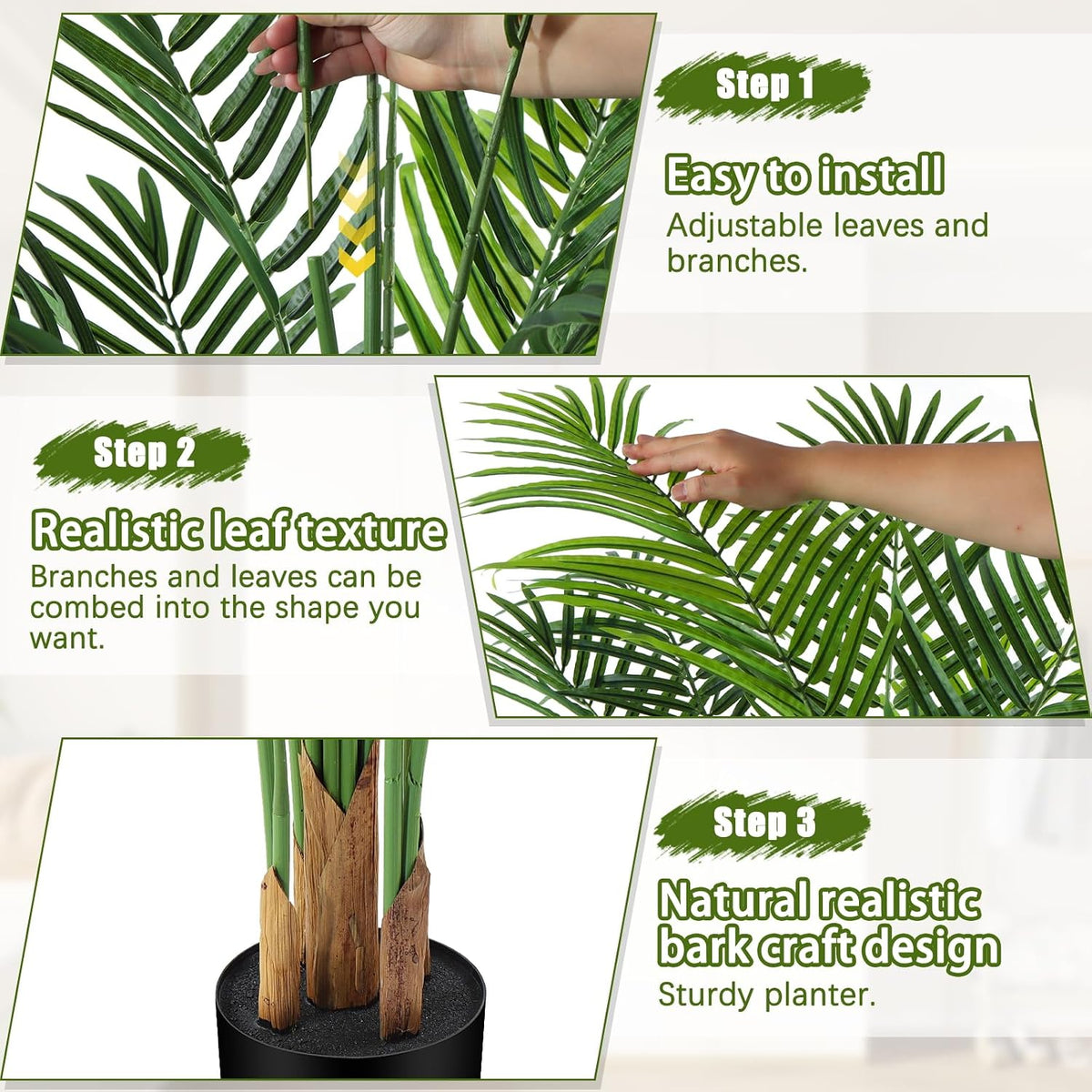 Artificial Palm Tree Outdoor 6ft, Large Fake Tropical Areca Palm Tree with 18 Trunks, Tall Faux Floor Plants for Indoor Outdoor-Living Rooms, Offices, Bedroom Home Decor