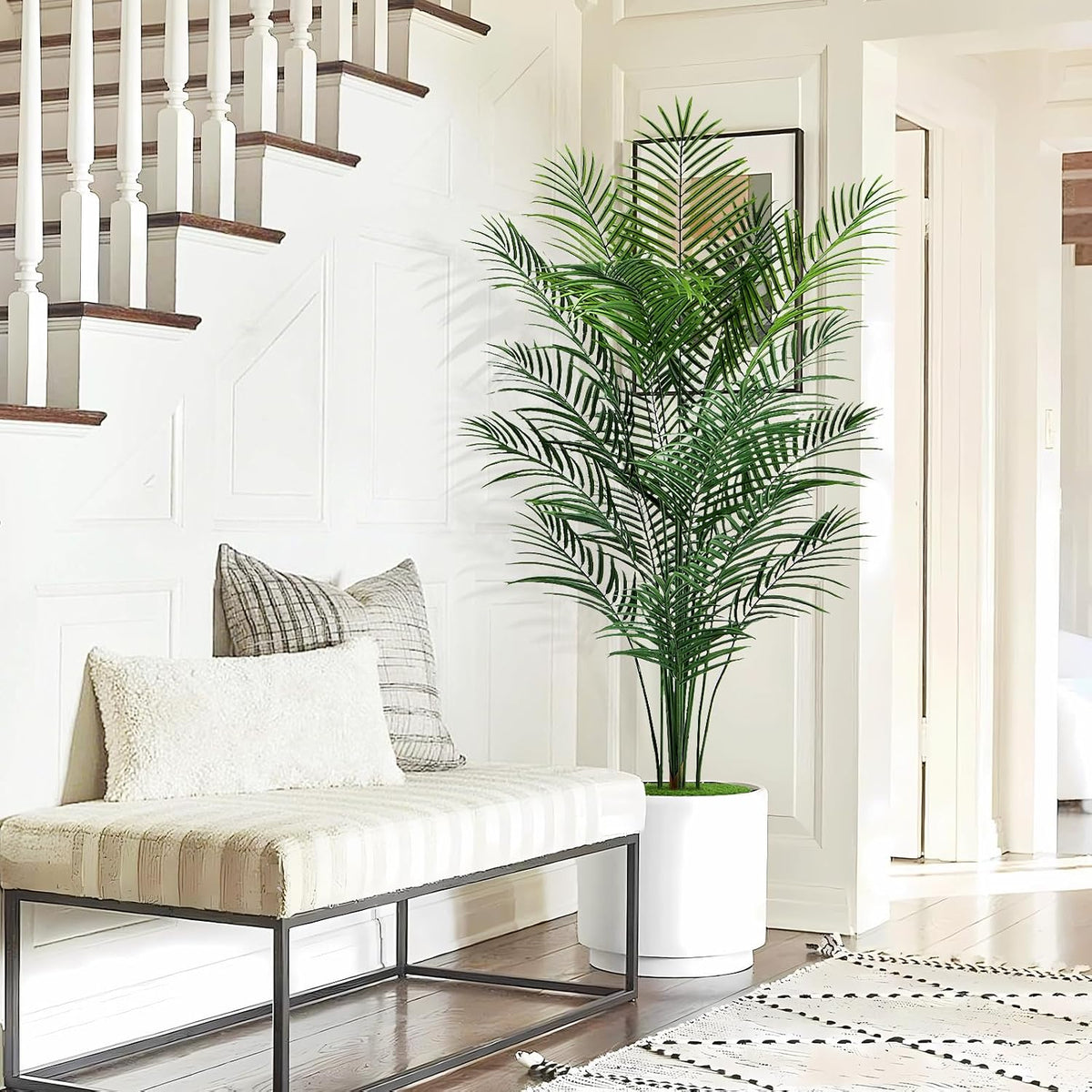 Artificial Palm Tree Outdoor 6ft, Large Fake Tropical Areca Palm Tree with 18 Trunks, Tall Faux Floor Plants for Indoor Outdoor-Living Rooms, Offices, Bedroom Home Decor