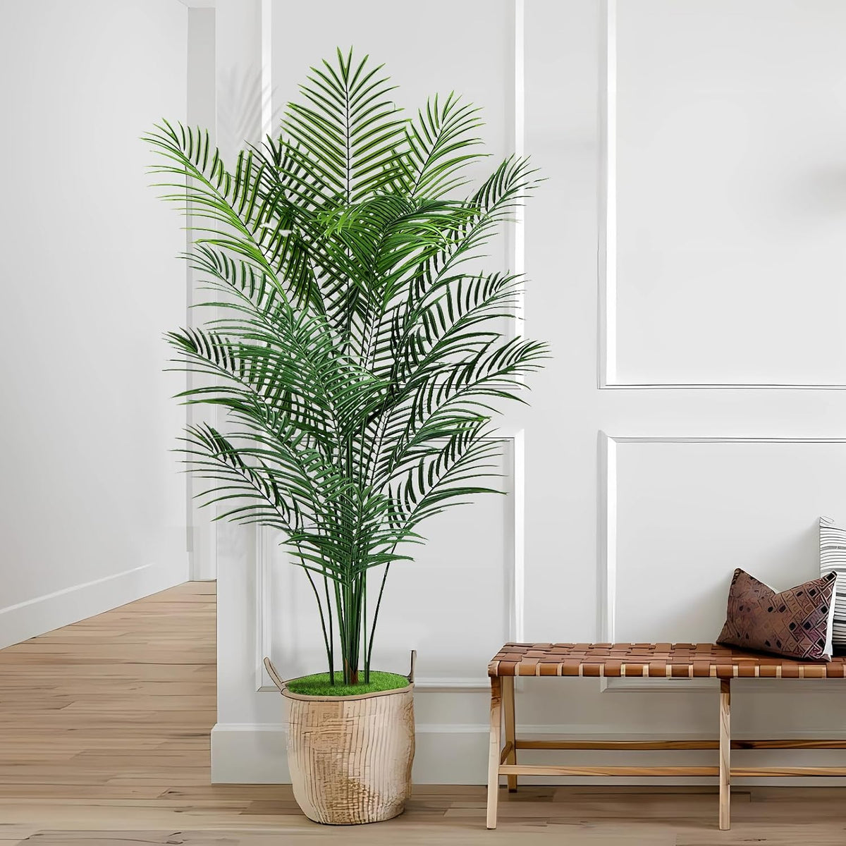 Artificial Palm Tree Outdoor 6ft, Large Fake Tropical Areca Palm Tree with 18 Trunks, Tall Faux Floor Plants for Indoor Outdoor-Living Rooms, Offices, Bedroom Home Decor