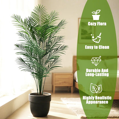 Artificial Palm Tree Outdoor 6ft, Large Fake Tropical Areca Palm Tree with 18 Trunks, Tall Faux Floor Plants for Indoor Outdoor-Living Rooms, Offices, Bedroom Home Decor