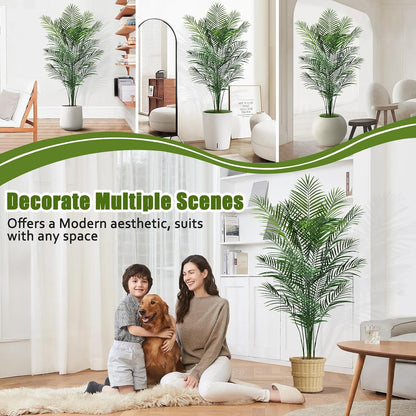 Artificial Palm Tree Outdoor 6ft, Large Fake Tropical Areca Palm Tree with 18 Trunks, Tall Faux Floor Plants for Indoor Outdoor-Living Rooms, Offices, Bedroom Home Decor