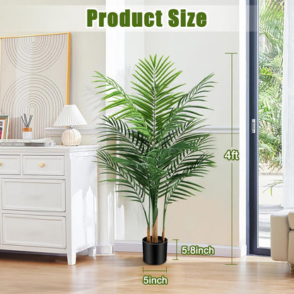 Artificial Palm Tree Outdoor 6ft, Large Fake Tropical Areca Palm Tree with 18 Trunks, Tall Faux Floor Plants for Indoor Outdoor-Living Rooms, Offices, Bedroom Home Decor