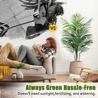 Artificial Palm Tree Outdoor 6ft, Large Fake Tropical Areca Palm Tree with 18 Trunks, Tall Faux Floor Plants for Indoor Outdoor-Living Rooms, Offices, Bedroom Home Decor