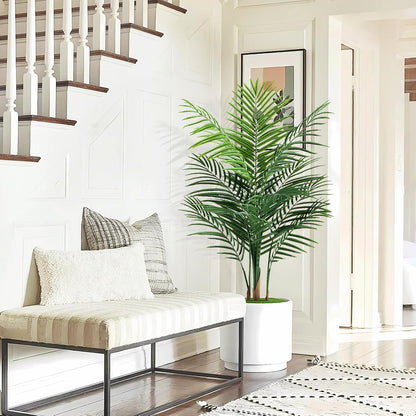 Artificial Palm Tree Outdoor 6ft, Large Fake Tropical Areca Palm Tree with 18 Trunks, Tall Faux Floor Plants for Indoor Outdoor-Living Rooms, Offices, Bedroom Home Decor