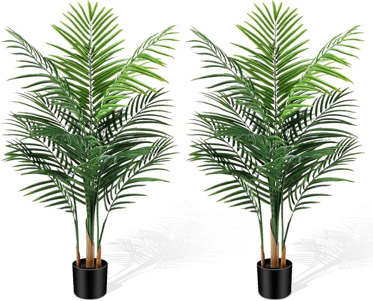 Artificial Palm Tree Outdoor 6ft, Large Fake Tropical Areca Palm Tree with 18 Trunks, Tall Faux Floor Plants for Indoor Outdoor-Living Rooms, Offices, Bedroom Home Decor