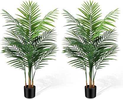 Artificial Palm Tree Outdoor 6ft, Large Fake Tropical Areca Palm Tree with 18 Trunks, Tall Faux Floor Plants for Indoor Outdoor-Living Rooms, Offices, Bedroom Home Decor