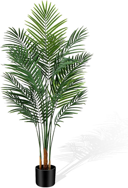 Artificial Palm Tree Outdoor 6ft, Large Fake Tropical Areca Palm Tree with 18 Trunks, Tall Faux Floor Plants for Indoor Outdoor-Living Rooms, Offices, Bedroom Home Decor