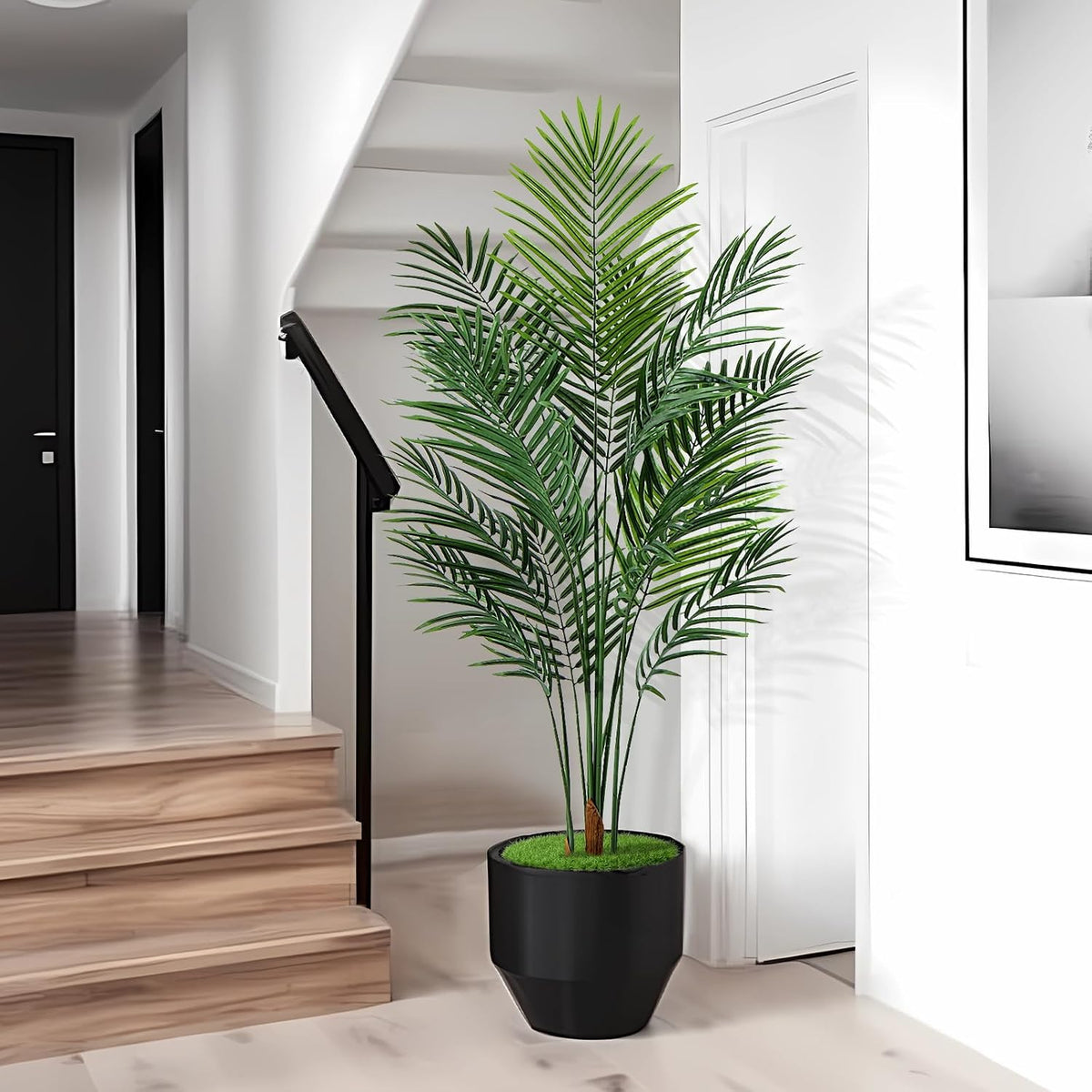 Artificial Palm Tree Outdoor 6ft, Large Fake Tropical Areca Palm Tree with 18 Trunks, Tall Faux Floor Plants for Indoor Outdoor-Living Rooms, Offices, Bedroom Home Decor