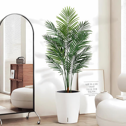 Artificial Palm Tree Outdoor 6ft, Large Fake Tropical Areca Palm Tree with 18 Trunks, Tall Faux Floor Plants for Indoor Outdoor-Living Rooms, Offices, Bedroom Home Decor