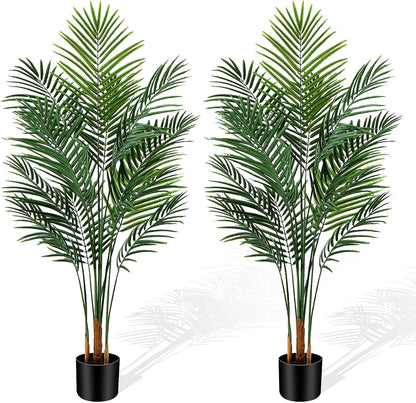 Artificial Palm Tree Outdoor 6ft, Large Fake Tropical Areca Palm Tree with 18 Trunks, Tall Faux Floor Plants for Indoor Outdoor-Living Rooms, Offices, Bedroom Home Decor