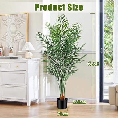 Artificial Palm Tree Outdoor 6ft, Large Fake Tropical Areca Palm Tree with 18 Trunks, Tall Faux Floor Plants for Indoor Outdoor-Living Rooms, Offices, Bedroom Home Decor