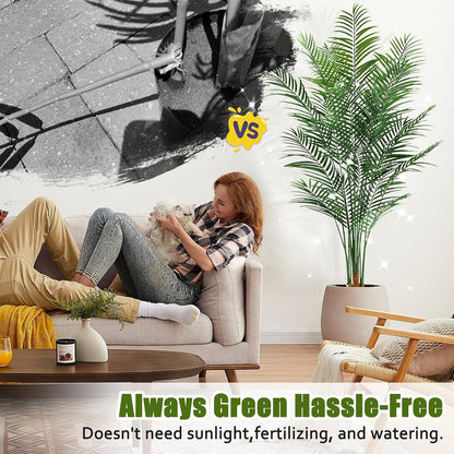 Artificial Palm Tree Outdoor 6ft, Large Fake Tropical Areca Palm Tree with 18 Trunks, Tall Faux Floor Plants for Indoor Outdoor-Living Rooms, Offices, Bedroom Home Decor