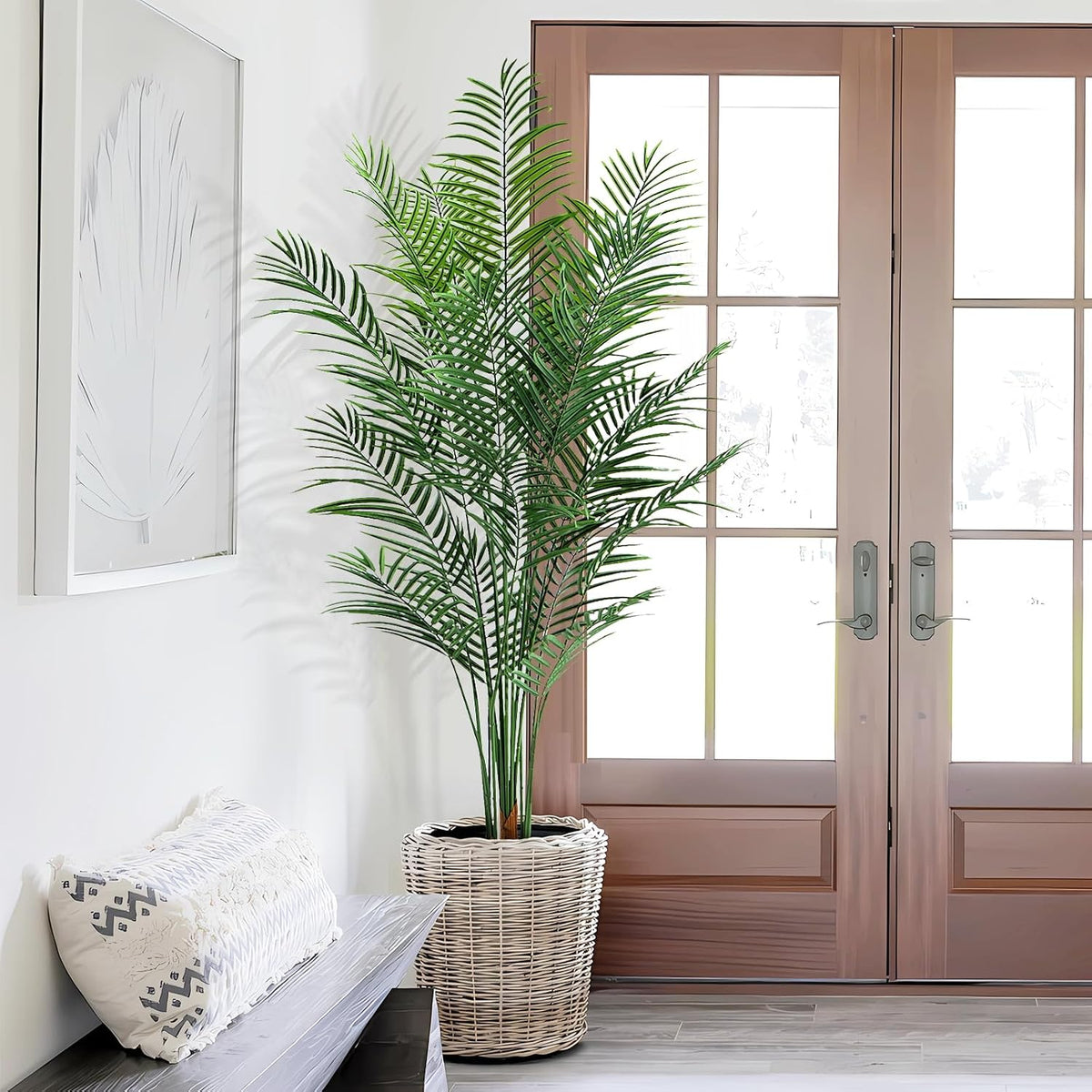 Artificial Palm Tree Outdoor 6ft, Large Fake Tropical Areca Palm Tree with 18 Trunks, Tall Faux Floor Plants for Indoor Outdoor-Living Rooms, Offices, Bedroom Home Decor